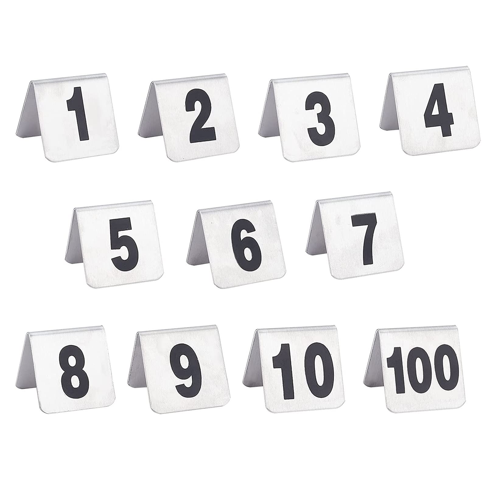 Numéros de table en acier inoxydable 1 à 100 double face