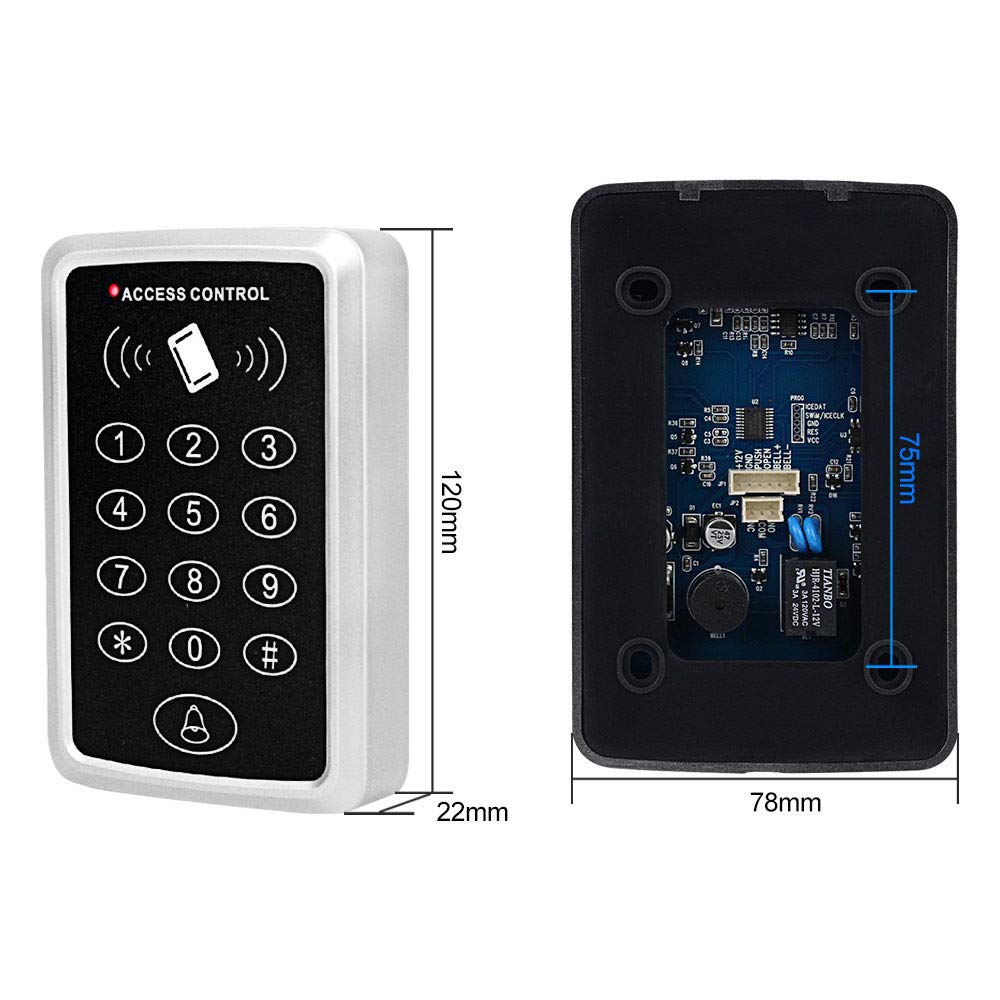 Dongyang Control De Acceso RFID Con Teclado Exterior – Lector 125KHz + 10 Mandos, 1000 Usuarios, Independiente
