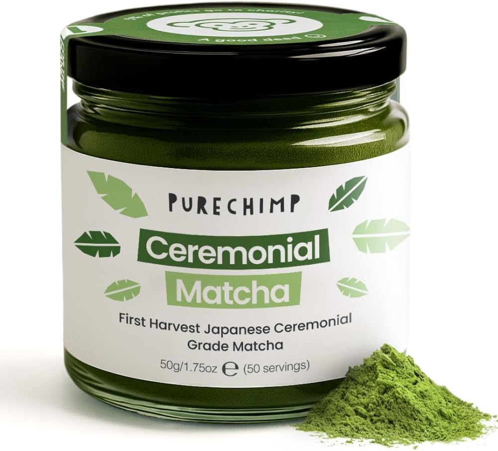 Ceremonial Grade Matcha Powder 50g. 100% Pure Green Tea. Shade-Grown for MatchaLatte, Teas & Recipes. Recyclable Glass Jar. Antioxidant-Rich.
