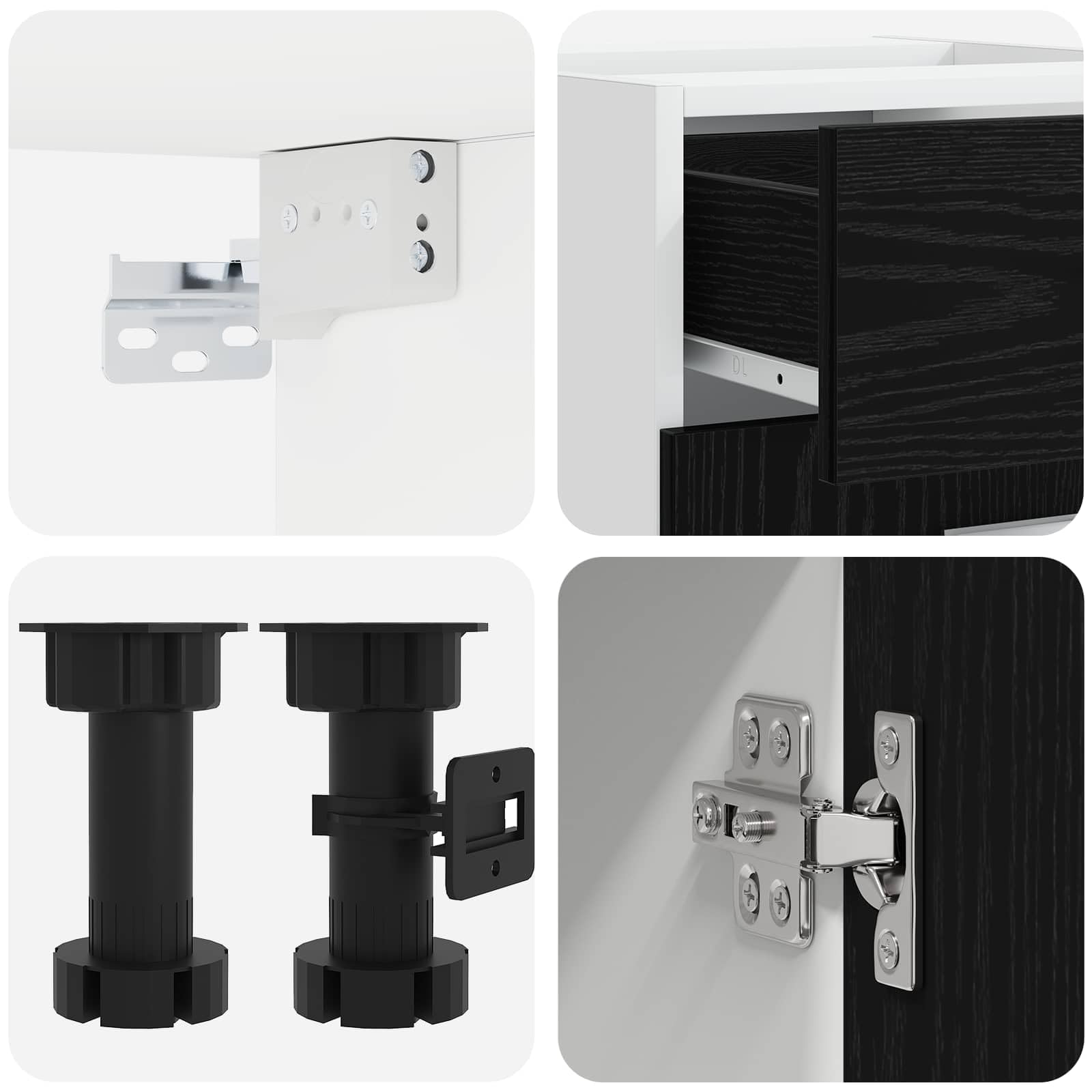 Küchenzeile Lyon 8-teiliges Küchenschrank Set, Moderne Einbauküche aus Holzwerkstoff, Küchenblock mit Hängeschränken und Unterschränken, Schwarze Eiche