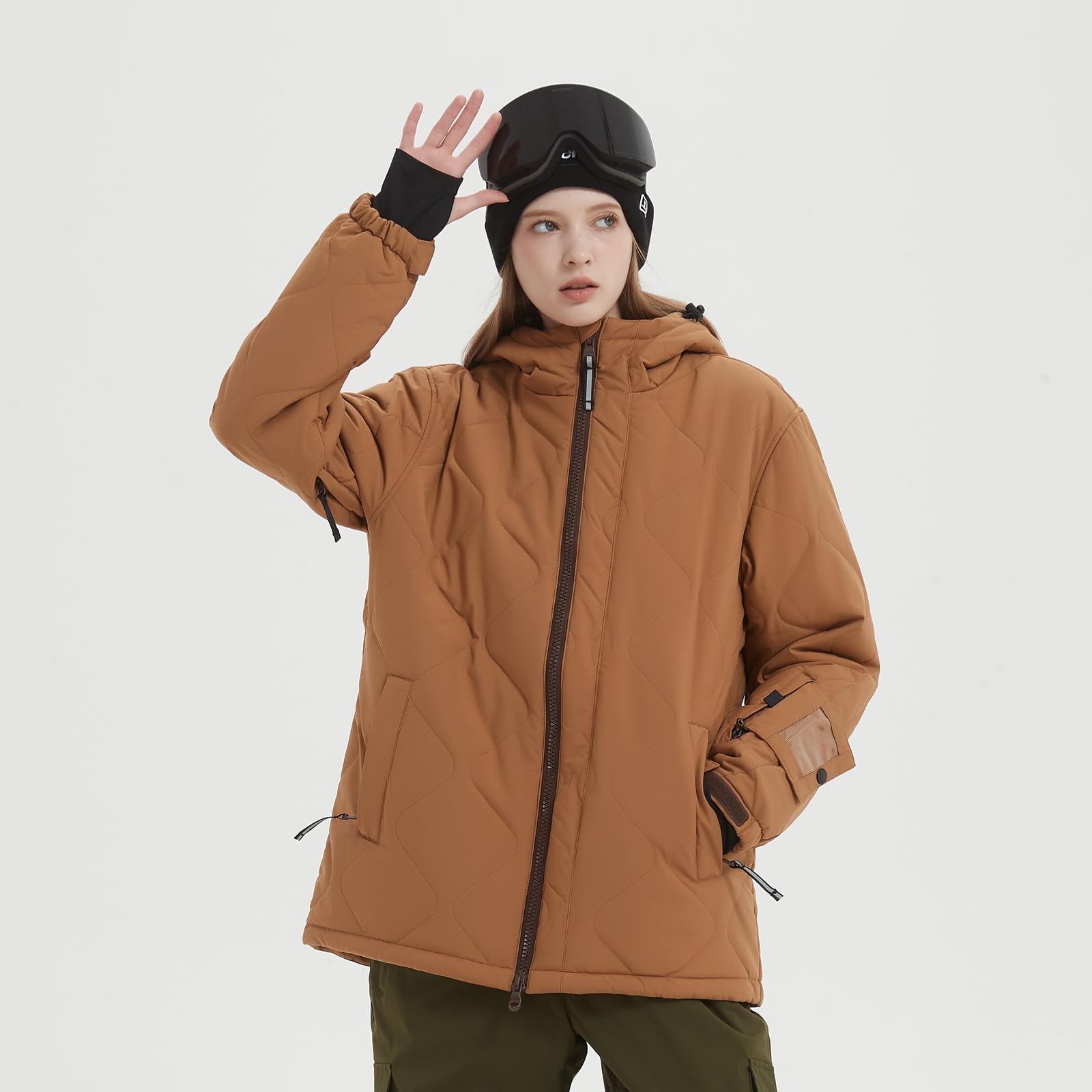 Bluemagic Giacca da Sci Calda da Donna, Giacca da Neve da Donna Cappotto con Cappuccio, Abbigliamento Termico da Esterno Invernale Cappotto Antivento Traspirante Caldo Antineve