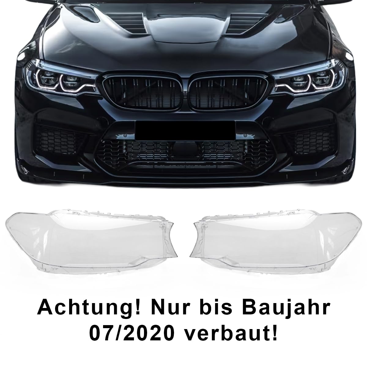 LST Scheinwerferglas Streuscheibe Hauptscheinwerfer Linsenscheibe Frontlicht Abdeckung Glas links Kunststoffabdeckung Ersatzscheibe transparent kompatibel mit BMW 5er G30 G31 Touring Limo 2016-2020