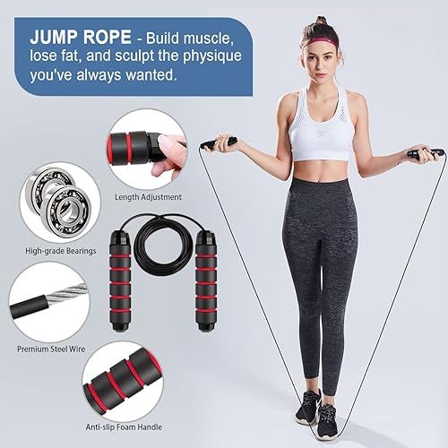 Miniatura 7 de Rueda de rodillo abdominal, 10 en 1, kit de ruedas de ejercicio para abdominales con bandas de resistencia, alfombrilla de rodilla, cuerda de