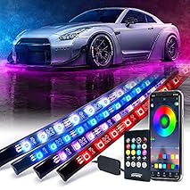 Xprite RGB Car Underglow Bluetooth Lights Kit, Underbody Neon Accent Exterior Cars LED Chasing Glow Light Strip w/ APP…