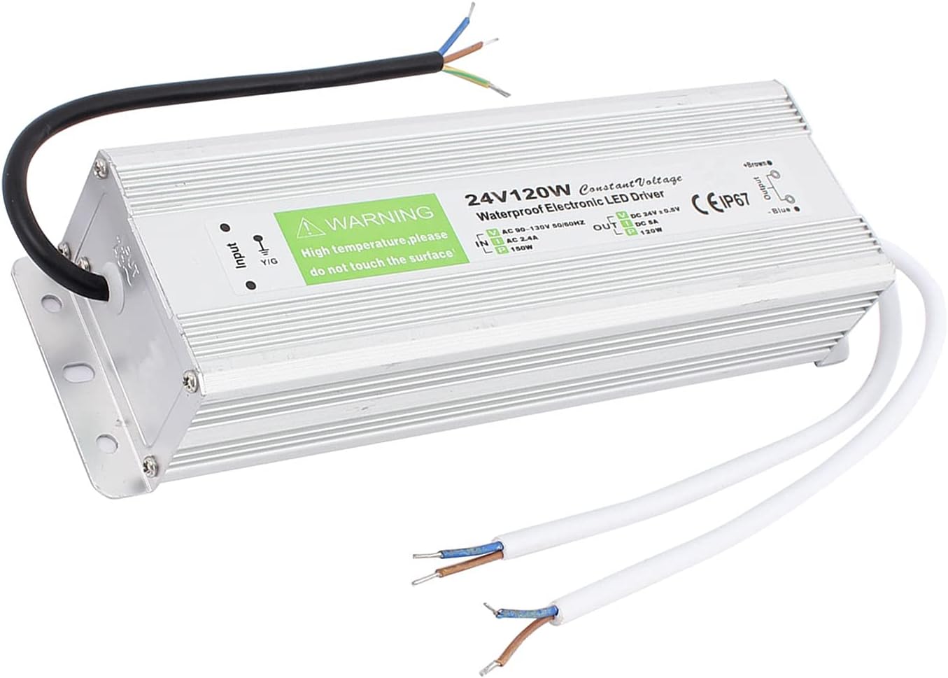 LED Driver, 120W 24V Lighting Transformer, 90-250V AC to 24V DC IP67 Waterproof 5A LED Power Supply Constant Voltage Adapter for Outdoor Garden Strip Lights LEDS Lighting Shed Light