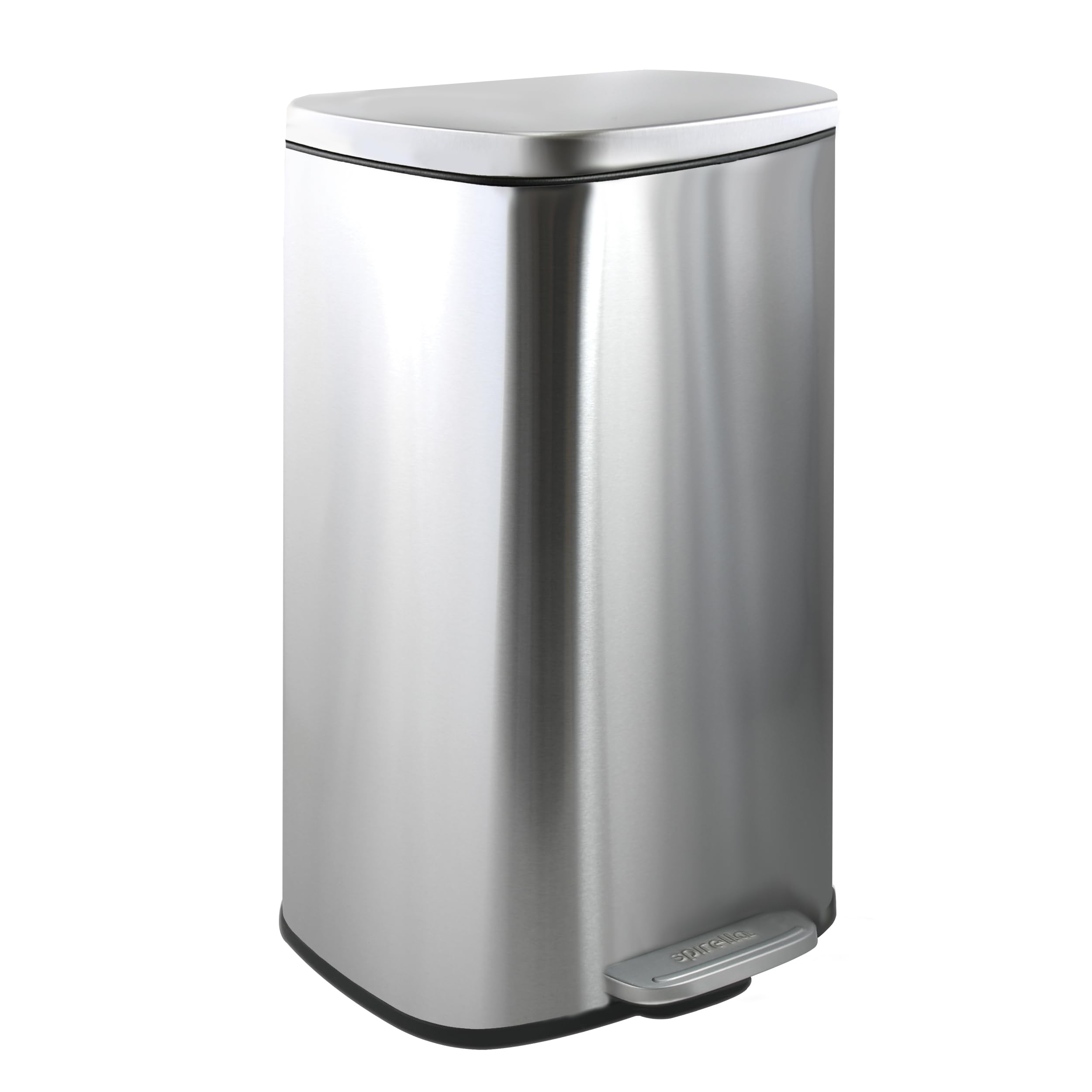 Spirella - Badezimmer Mülleimer mit Fußpedal Modell Akira - Hochwertiger Edelstahl - Leise Schließfunktion Easy-Close - Gebürstetes Metall - 30L - Badaccessoires