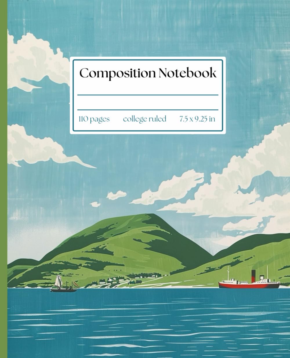 Composition Notebook College Ruled: Peaceful Coastal Scene Aesthetic Journal For School, College, Office, Work | 110 Pages | Matte Cover