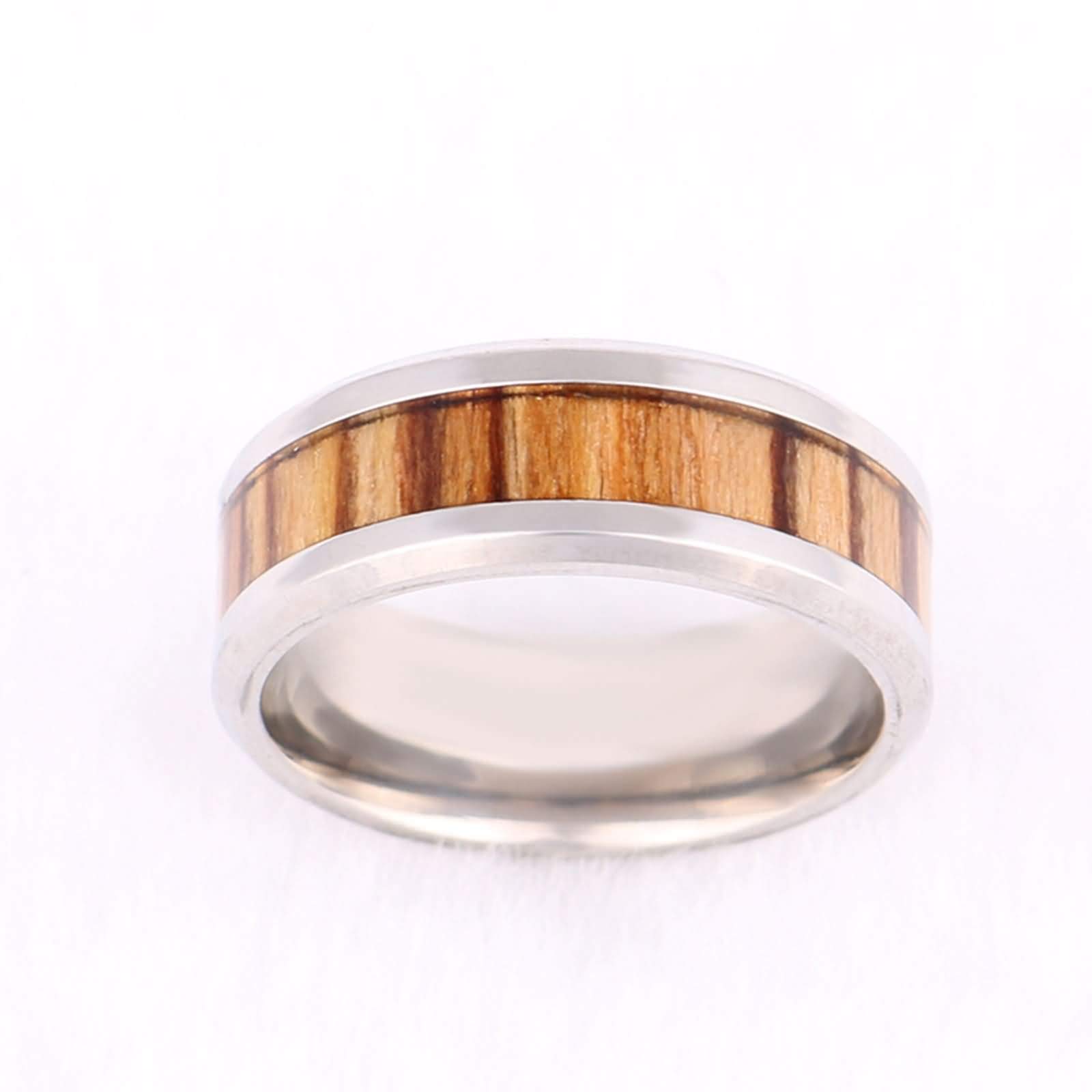 Anello Carburo di Tungsteno Anello da Unisex con Intarsio di Legno Anello Uomo Fidanzamento Personalizzato 8MM Anello Fidanzamento Argento Marrone Misura 12-31