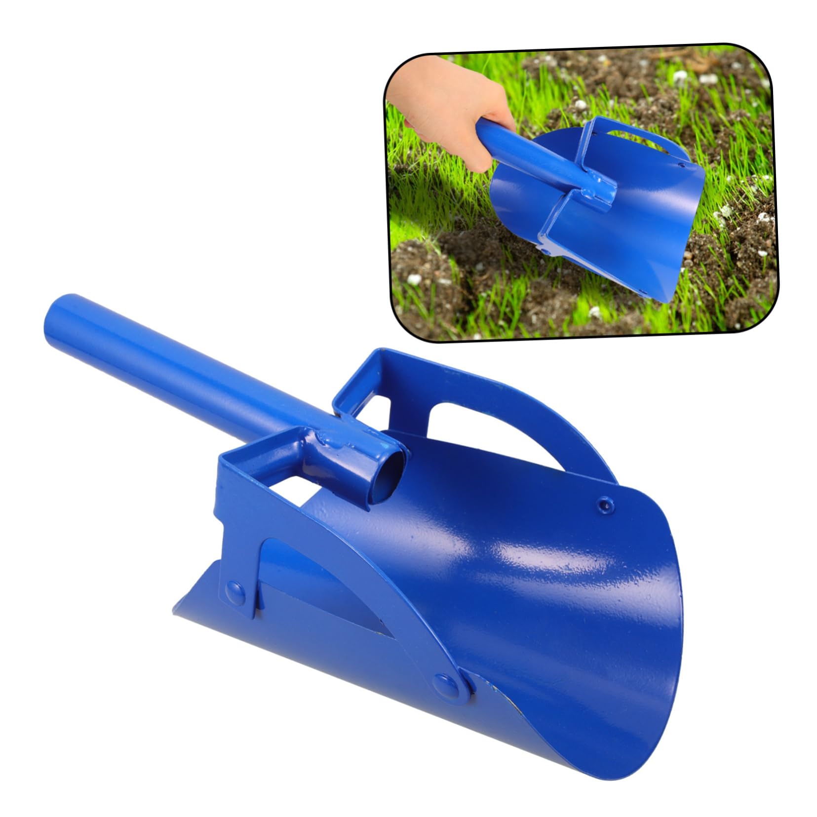 2 Piezas Azada De Acero Al Carbono Suciedad Herramientas De Jardinería Pala De Jardinería Chaquetas Portátil Pala para Macetas Pala De Mano Azada De Césped Cazo Acero Carbono Azul