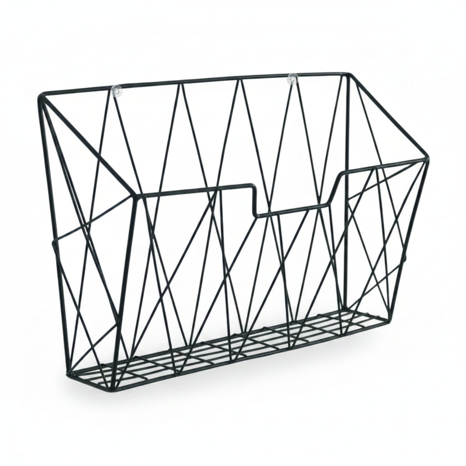 Open-Frame Wire Book Rack Slim Magazine Wall Rack Raised Lip Metal Wire Magazine Holder, Black-image-42