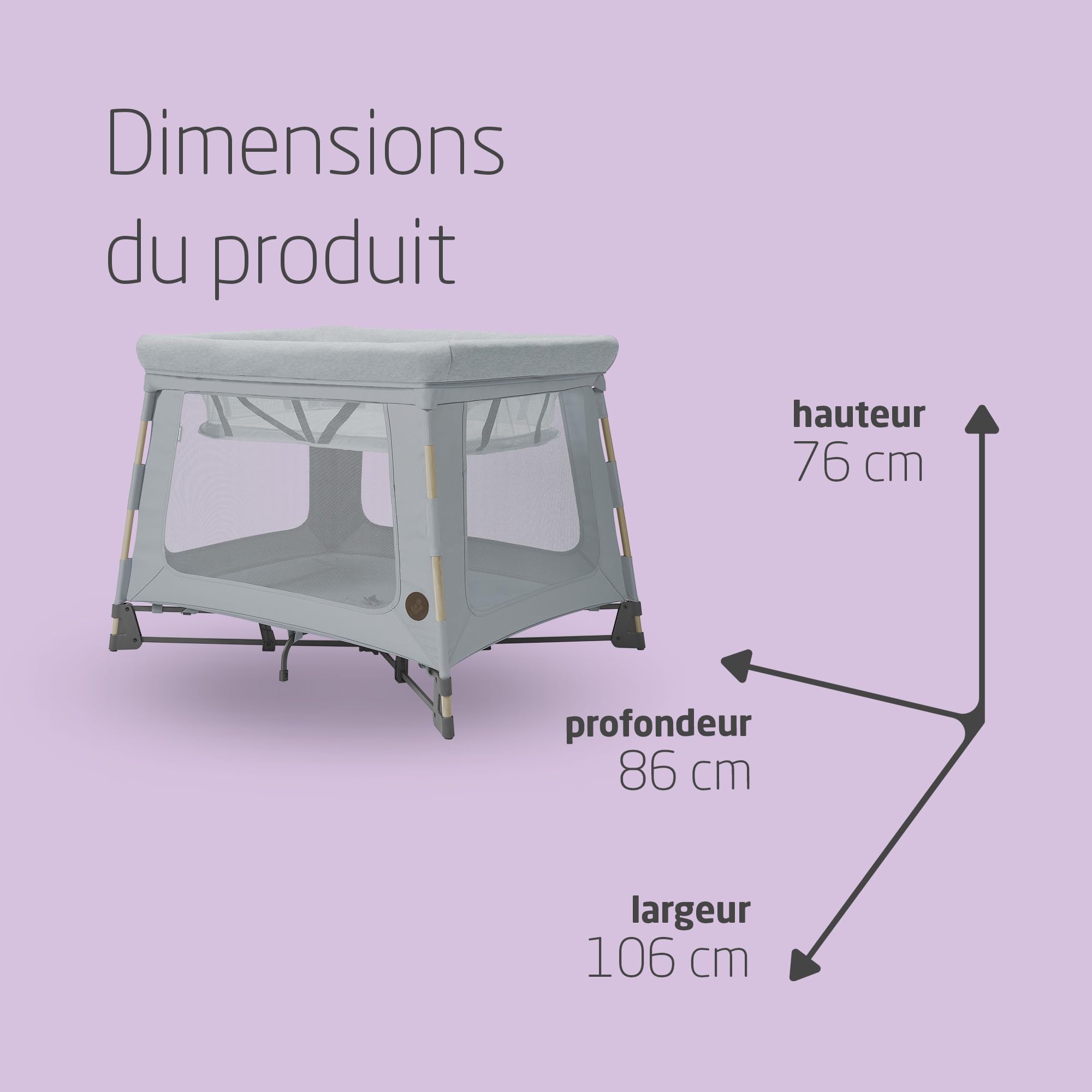 Maxi-Cosi Swift 3 en 1 Lit Parapluie Bebe, 0-3 Ans et Demi, jusqu'à 15 kg, Lit de Voyage Léger, Matelas 2-en-1, Ultra-léger, Pliage en 1 Seconde, Sac de Voyage, Eco Care, Beyond Grey