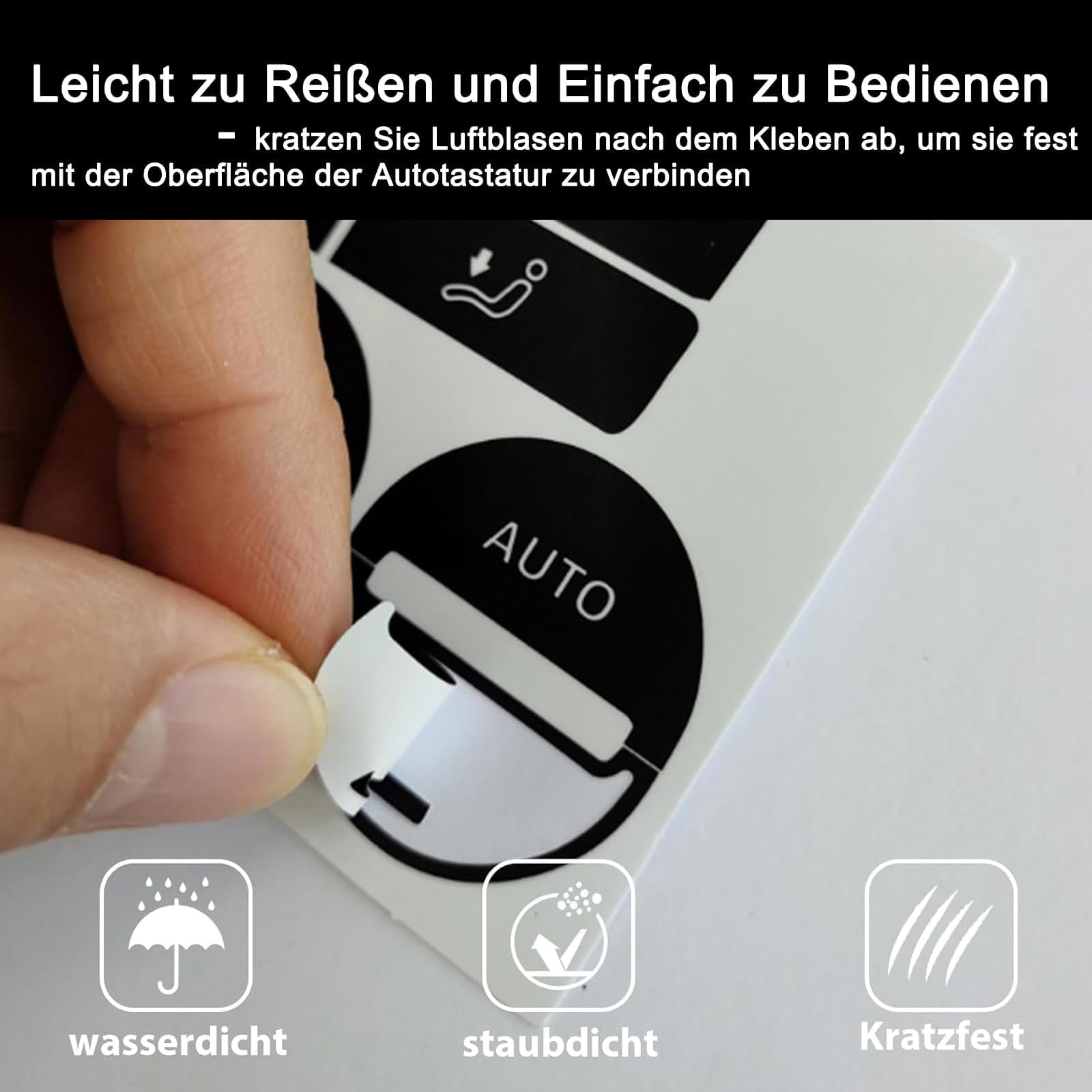 Aufkleber Für Funktasten – Für VW Touareg 2004–2009, Schwarz Mit Weißer Schrift, Vinyl