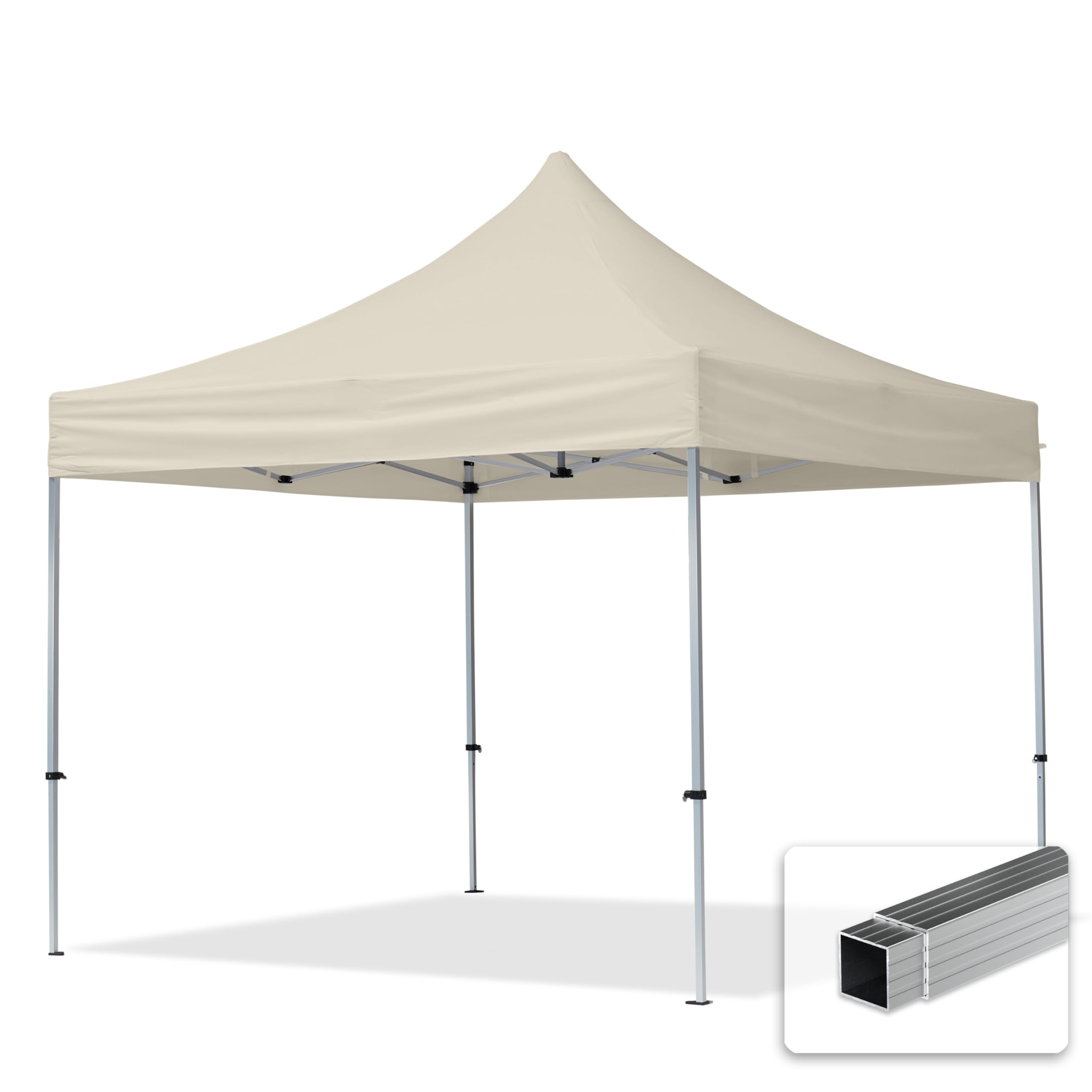 TOOLPORT Gazebo Pieghevole Giardino 3x3m Alluminio Telo Poliestere Idrorepellente Padiglione Mercati Sagre Crema