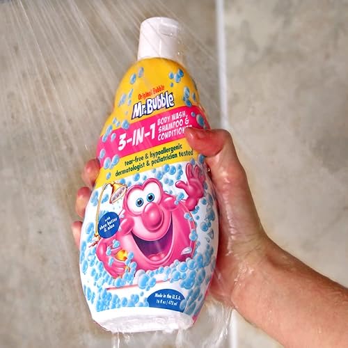 Miniatura 4 de Mr. Bubble Champú original 3 en 1 para niños, acondicionador y gel de baño  hipoalergénico, sin desgarros, con aroma a goma de mascar que crea