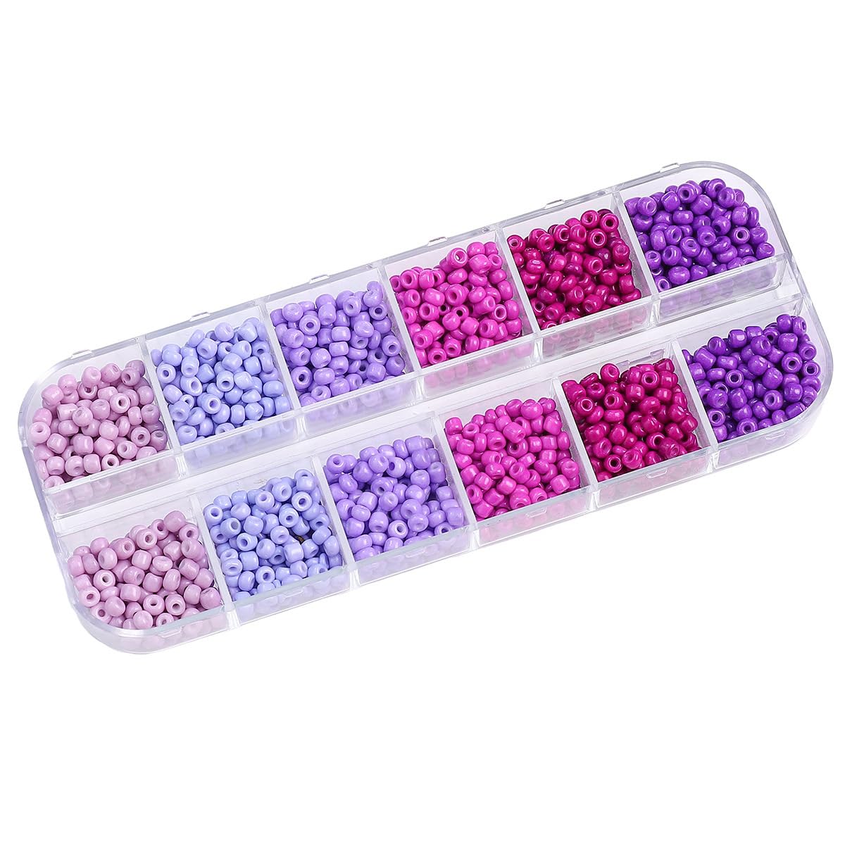 3mm Round Glass Seed Beads, Small Glass Craft Beads with Storage Box for Crafting, Bracelets, Keychain Making, About 2000Pcs, Purple Tone