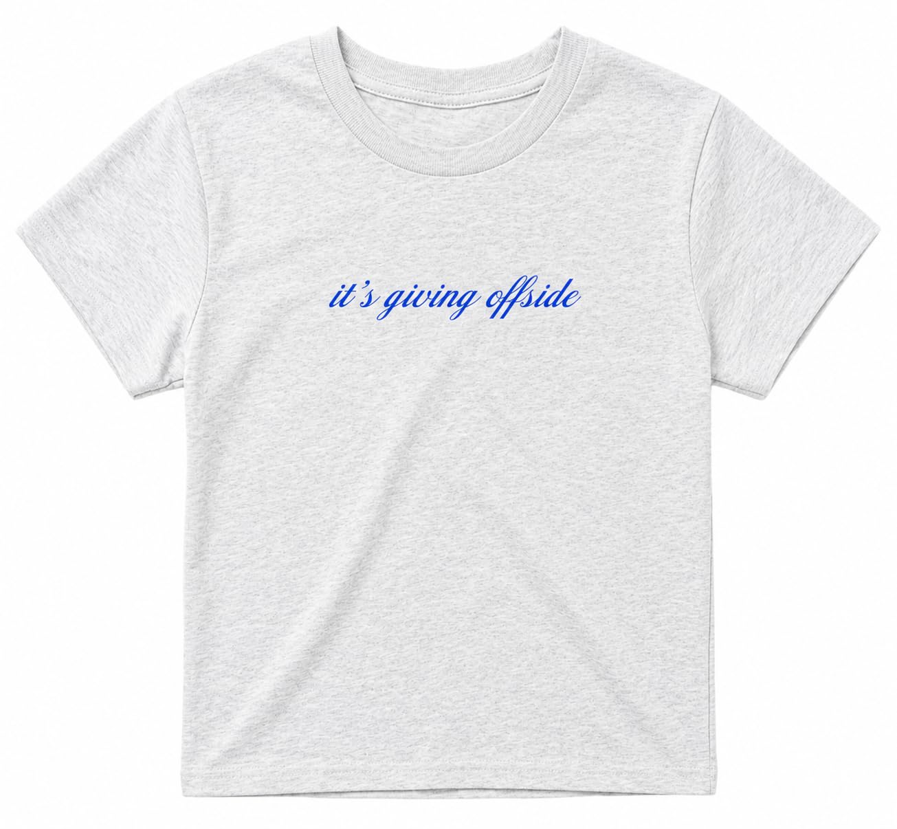 Sanfran Clothing It's Giving Offside Baby Tee T-Shirt Top World Football Shirt England Scotland Country Team 2026 Soccer Womens Flag Varsity Shirt Ash (Blue Text) - XXS