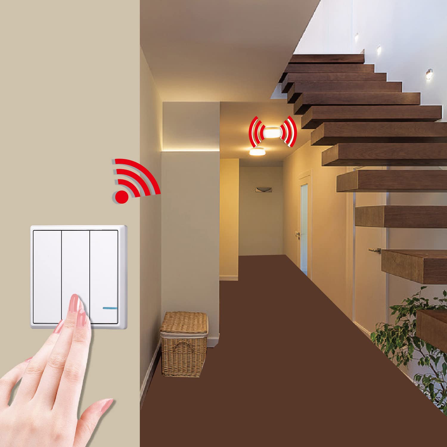 Kit D'Interrupteur Sans Fil Avec Mini Récepteur, Facile À Installer IP66 Étanche Pour La Maison, Le Bureau, Les Plafonniers, Les Lampes, Les Ventilateurs Et Les Appareils Électroménagers.
