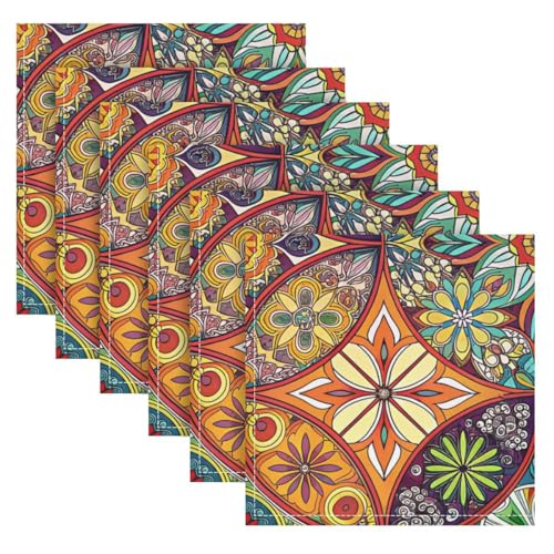 Servilletas de Tela Cuadradas Qilmy Boho Mandala Pack 6 miniatura 6