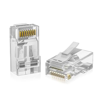 iwillink 100-Pack Unshielded RJ45 Cat6 Pass Through Connectors | RJ45 Connectors, Gold Plated Ethernet Insert Crimp Connectors, UTP Network Plug for Solid Wire and Standard Cable