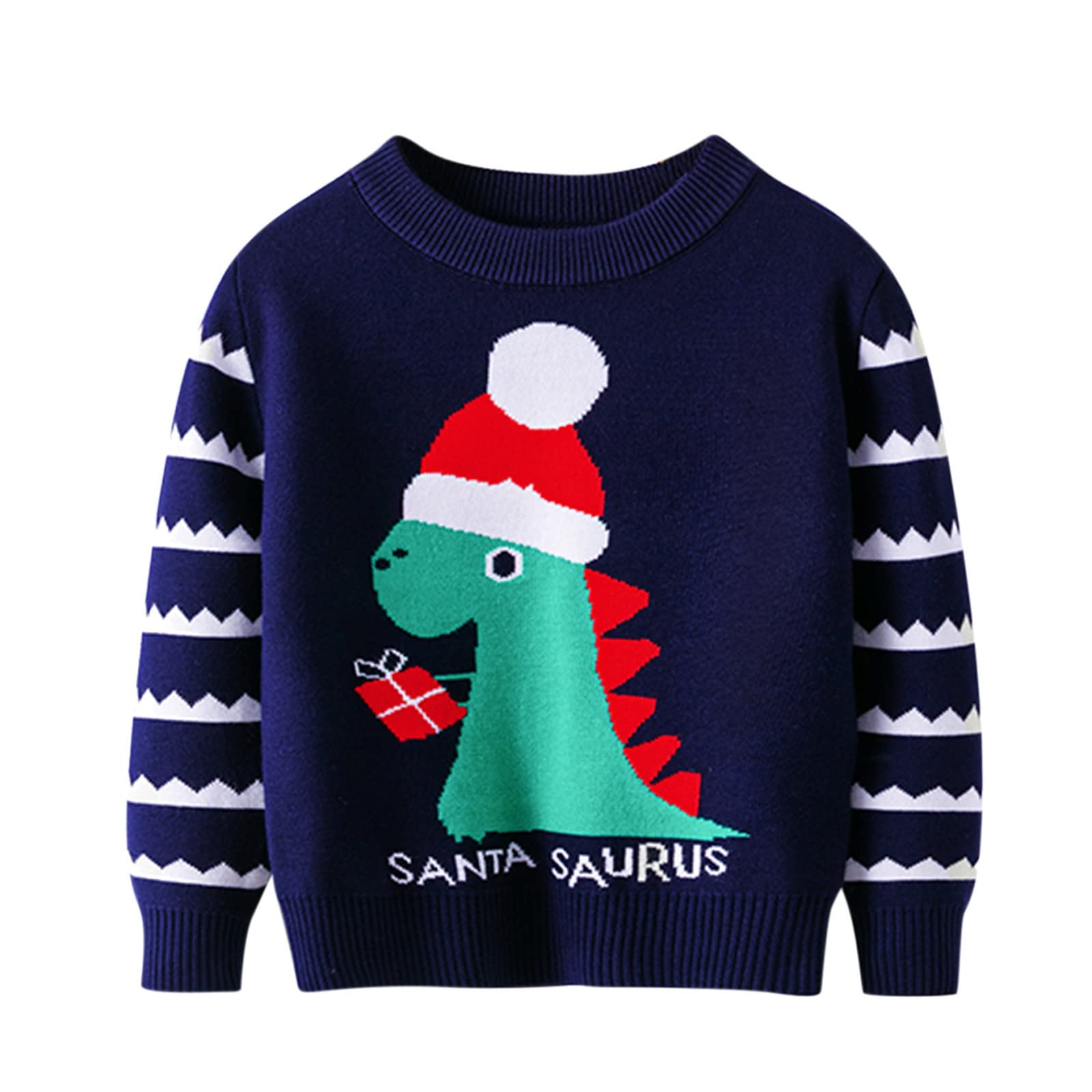 RNTOP Boys Girls Christmas Sweater Clothes Toddler Baby Knitted Sweatshirts Long Sleeve Crewneck (Navy, 5-6 Years)