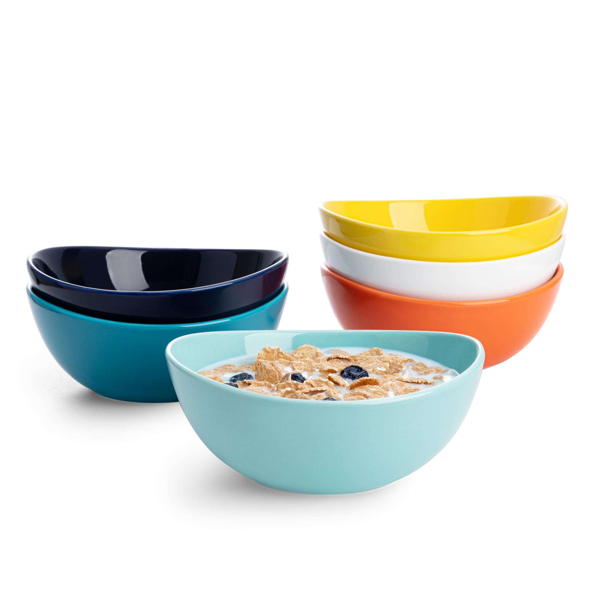 Sweese1102 Porcelain Bowls - 18 Ounce for Cereal, Salad, Dessert - Set of 6, Hot Assorted Colors