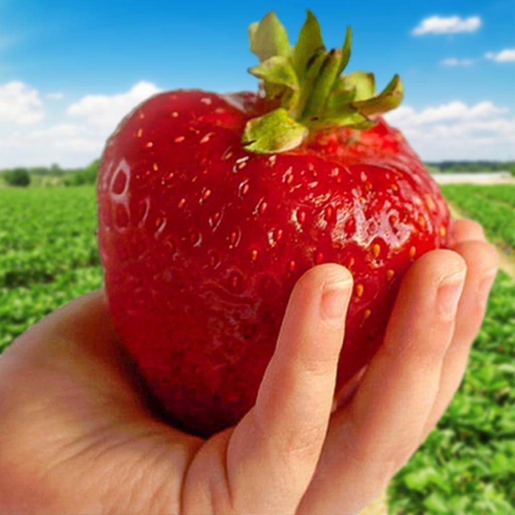 Erdbeerpflanze 'GIGANT' sehr große Früchte ab März - Mega große Früchte - Set mit 10 Pflanzen ERDBEEREN - Mehrjährig, Immertragende, Superobst für Garten