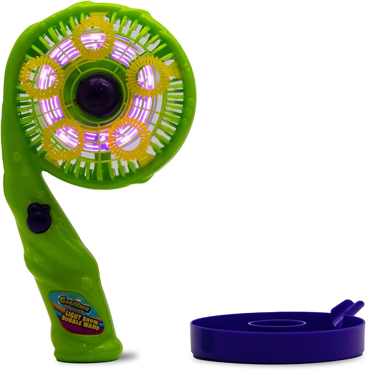 Gazillion Premium Light Show Bubble Wand I Blows Multiple Bubbles with 10 Light UP Effects I Perfect for Outdoor Parties Day or Night I Includes Non Toxic 4oz Bubble Solution I for Kids Aged 3+