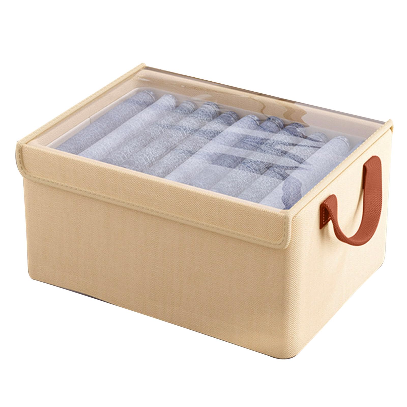 Beimus Foldable Clothing Organiser Space Efficient Folding Storage Bin with Lid for Garments Dustproof Wardrobe Clothes Box Clothes Organiser with Lid