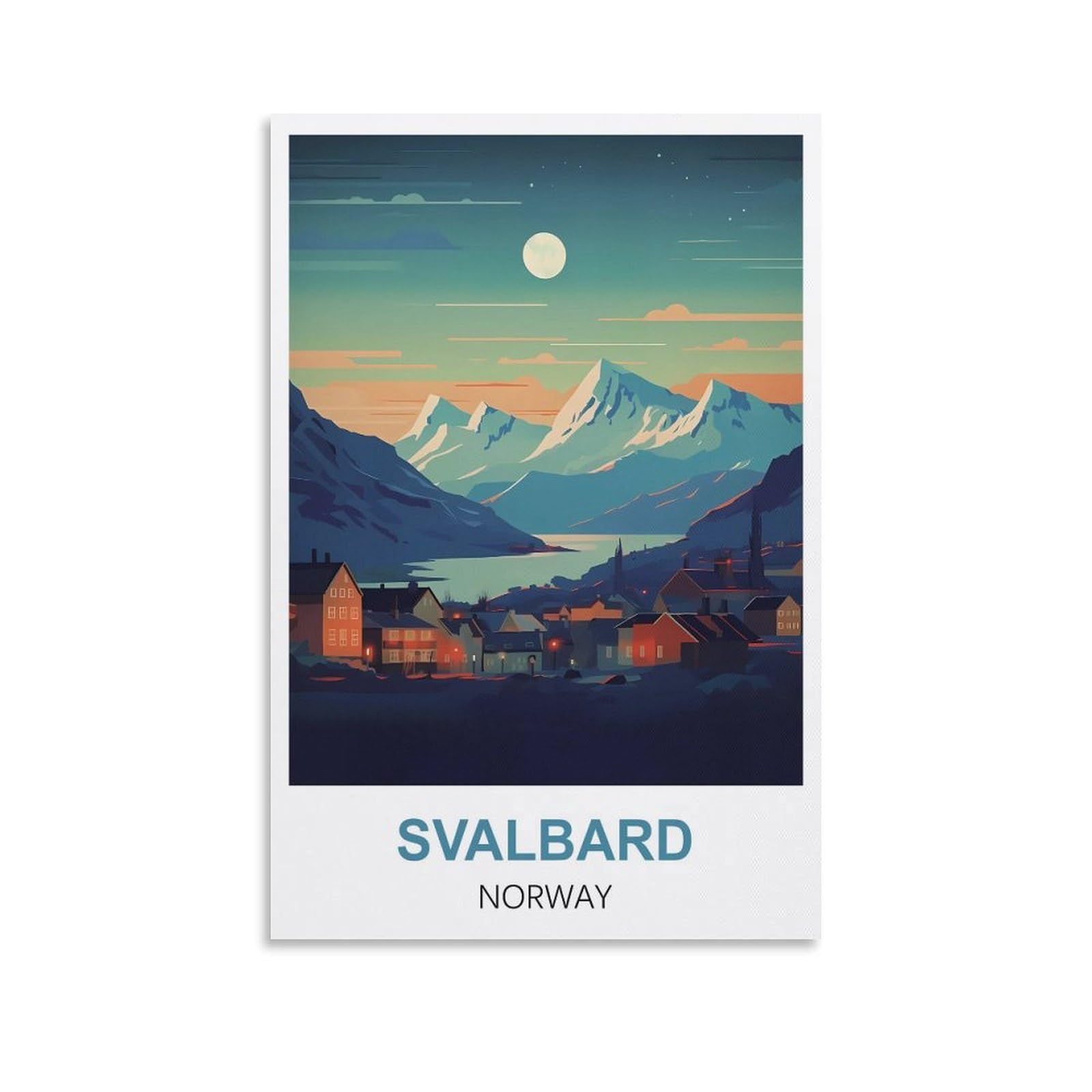 Cyyhgee Unframe-Style Svalbard Norway Vintage Travel Poster 24X36inch(60X90cm) Canvas Poster Wall Art Living Room Home Decor