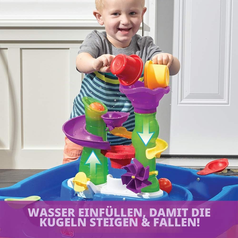 STEP2 Rise & Fall Wasserspieltisch mit Bällen | Wassertisch mit 10-teiligem Zubehörset | Garten Wasser Spieltisch für Kinder oder Indoor Bälle Tisch