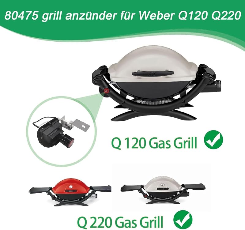 WELL GRILL Elektronikus Piezo Gyújtó Készlet Weber Q120 Q220 Gázgrill Sorozathoz - Nyomógombos Szikragyújtó Csere Kit