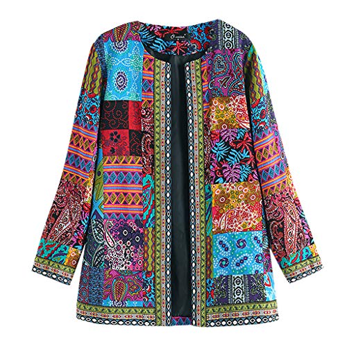 Boho Tops for Women Trendy Fall Oversize Cardigan Women's Ethnic Floral Print Long Sleeve Jacket Coats2