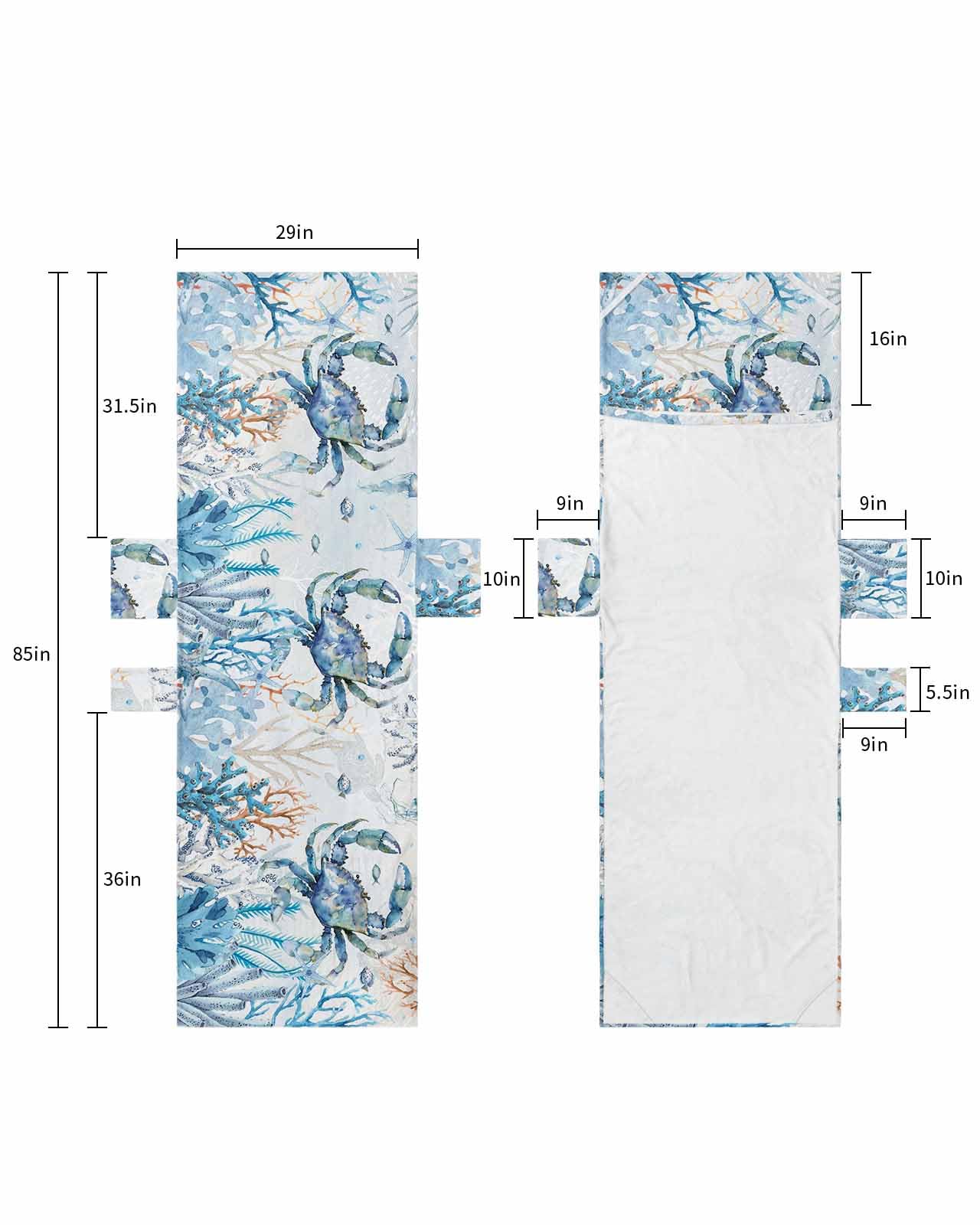 Blue Coastal Crab Beach Lounge Chair Towel Cover, Soft Chaise Lounge Towel with Side Pockets Patio Pool Chairs Cover for Beach/Pool Sunbathing 29x85 Nautical Starfish Jellyfish Summer Coral