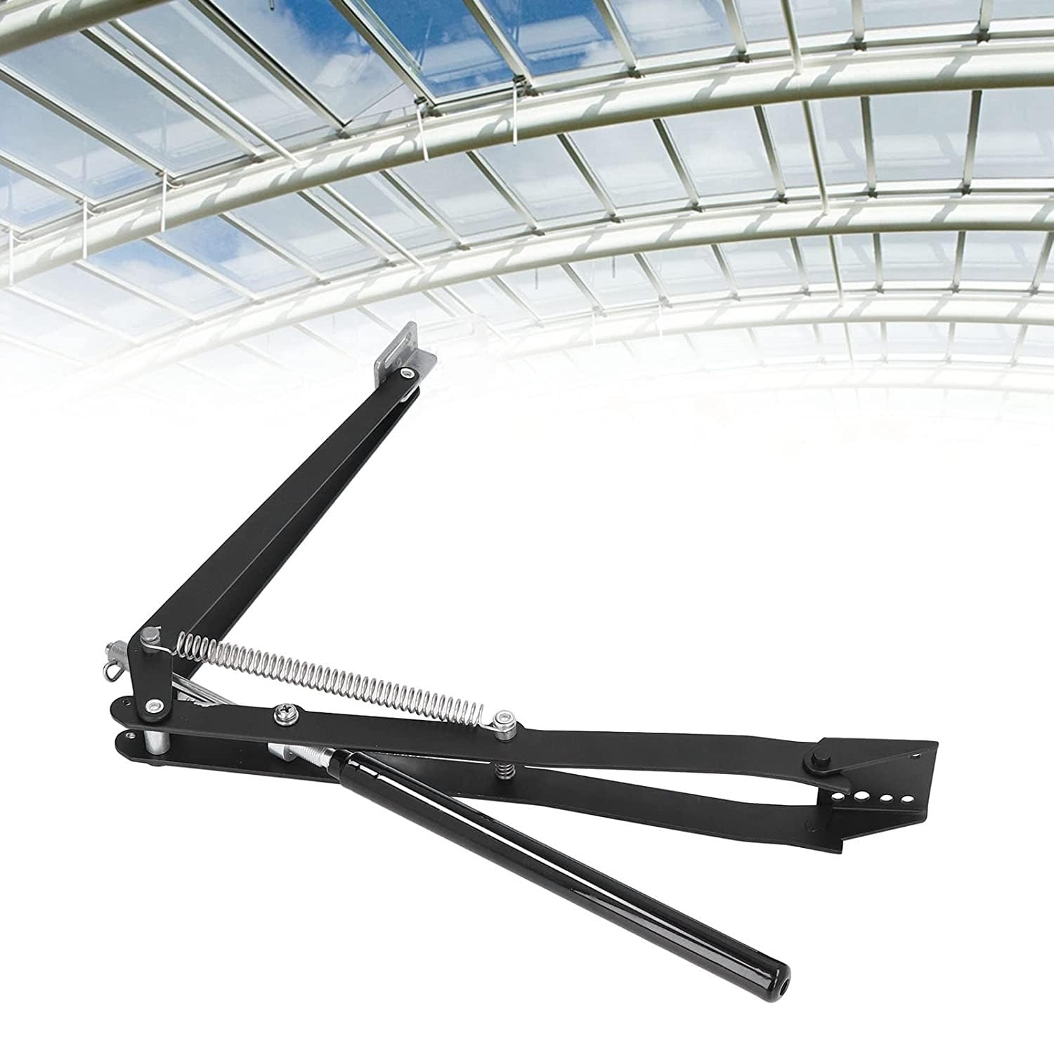 Gewächshaus-Fensteröffner Automatisch. Zubehör für Frühbeete und Gewächshausfenster. Doppelfeder Hubkraft 7kg. Automatischer Fensteröffner für Gewächshäuser. (Schwarz)