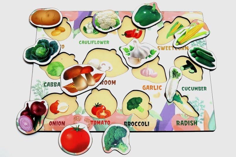 CARTZILLA Wooden Vegetable Cutting Toy Set for Kids | Pretend Play Kitchen Toys with Knife & Chopping Board | Montessori Educational Toy for Toddlers & Preschool Boys & Girls (Multicolor) 4