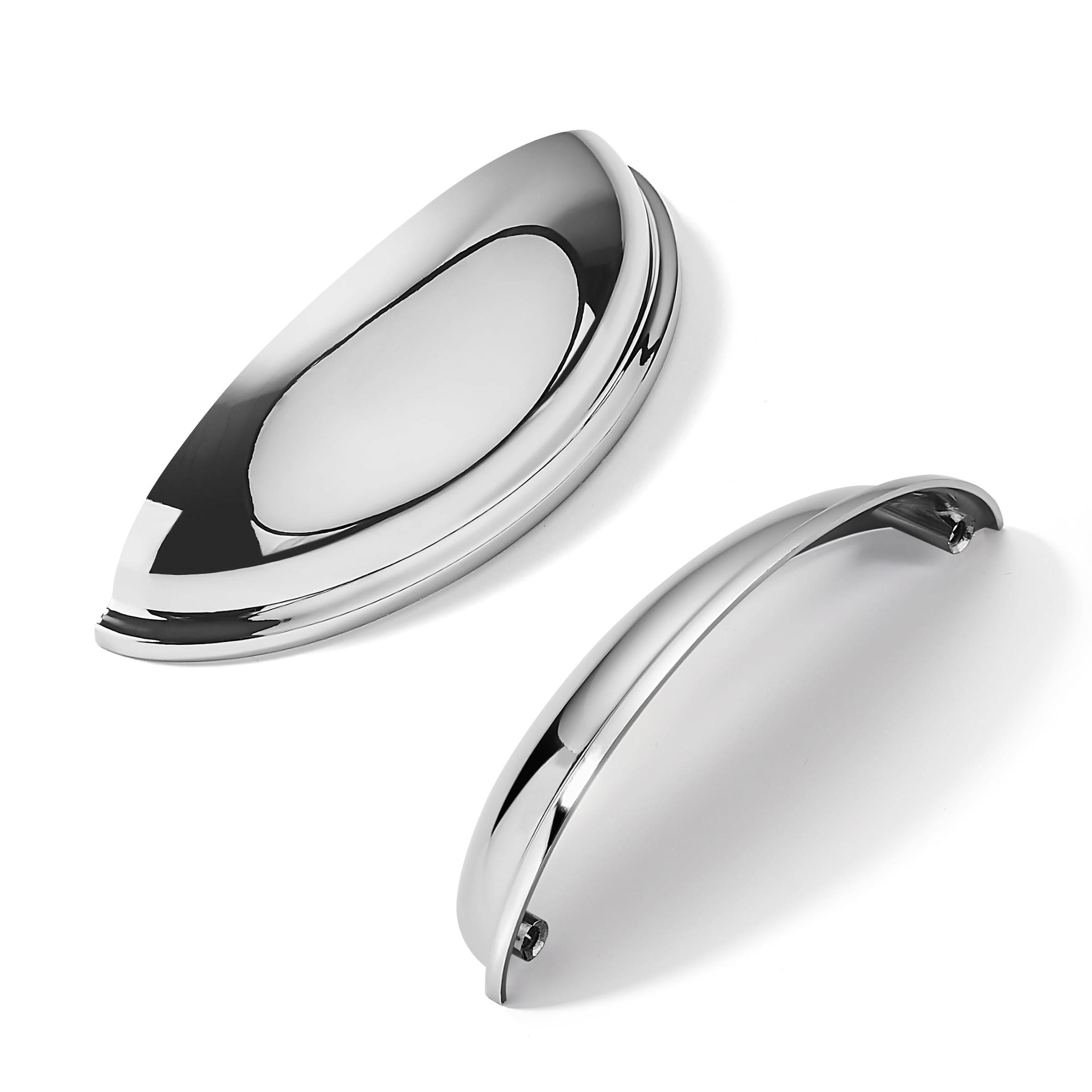 khtumeware 10 Pack 4" Drawer Pulls Polished Chrome Cabinet Cup Pulls Kitchen Hardware Cabinet Handles Drawer Handles Knobs 4 inch Hole Center