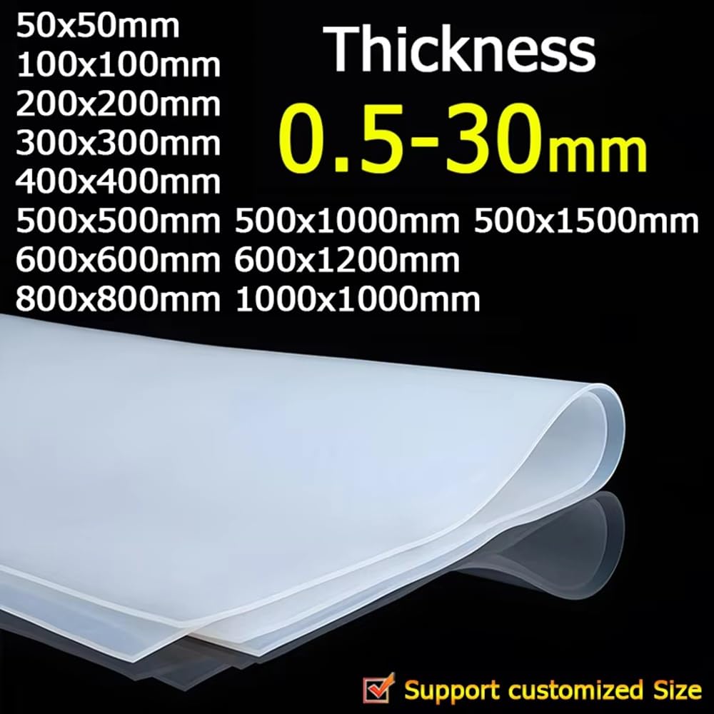 Hoja De Caucho De Silicona Translúcida, Placa De Gel De Sílice De Grado Alimenticio Resistente A Altas Temperaturas 50 100x100-1200 1 Pieza(Thick 1.5mm,1000x1000mm)