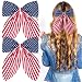 TOKUFAGU Hair Clip, 2 Pcs 4th of July Girls American Flag Hair Bow Hair Clips, Patriotic Hair Accessories for Girls Women