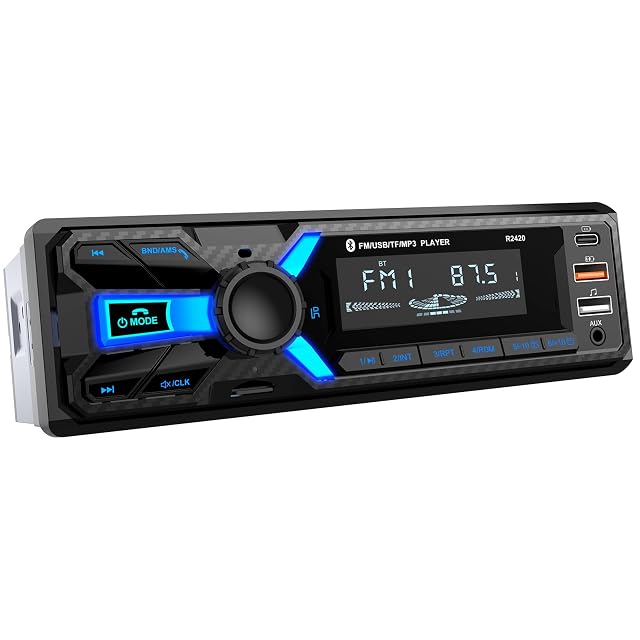 Car Radio Bluetooth with Type-C Port Wistrue FM AM Single Din Car Stereo Radio with Bluetooth Hands-Free System
