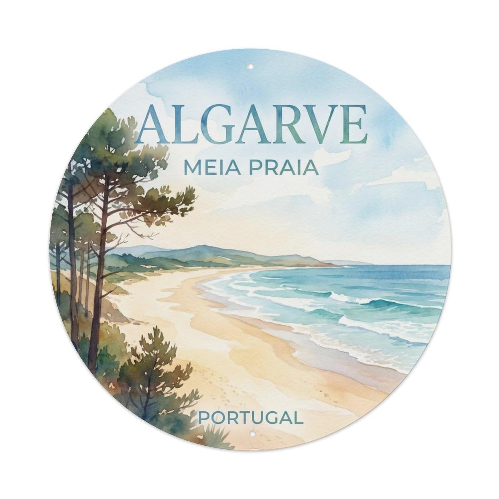 Olhnbad Style Portugal Algarve Coastal Travel Meia Praia Heritage Metal Tin Sign