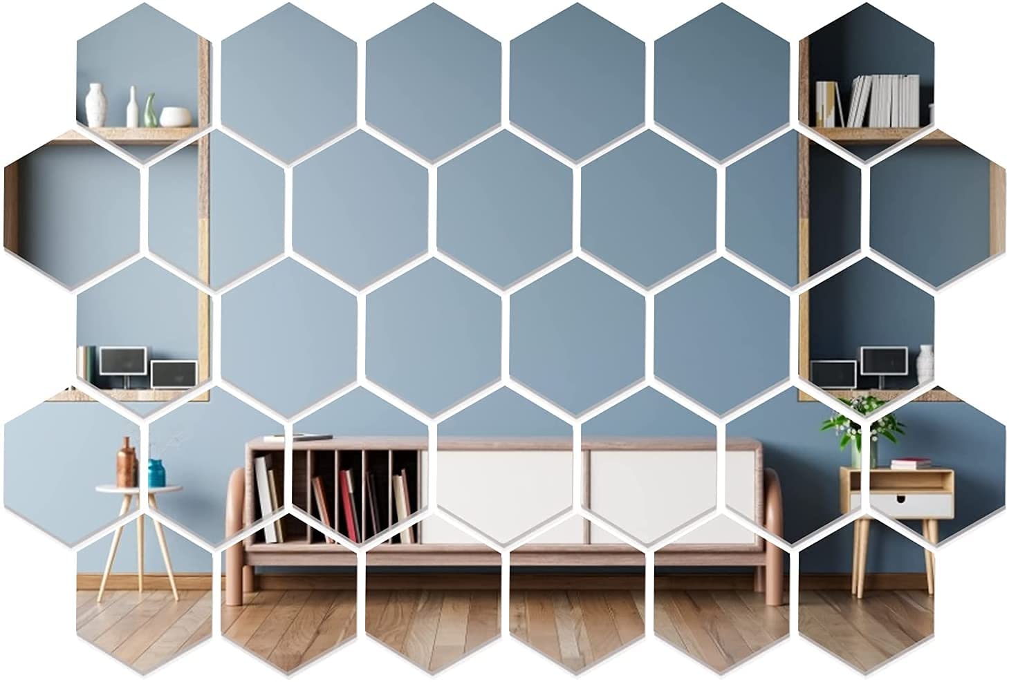 MERAKI MART Non Glass Wall Mirror 3D Acrylic Hexagon Shape DIY Wall Sticker Decor Self Adhesive Tiles Wall Decor Art For Home, Bedroom, Office, Garden And Washroom, Silver, 45 Pcs, Size - 12.1x10.5 cm (B0BDBJ97F8) Amazon Price History, Amazon Price Tracker