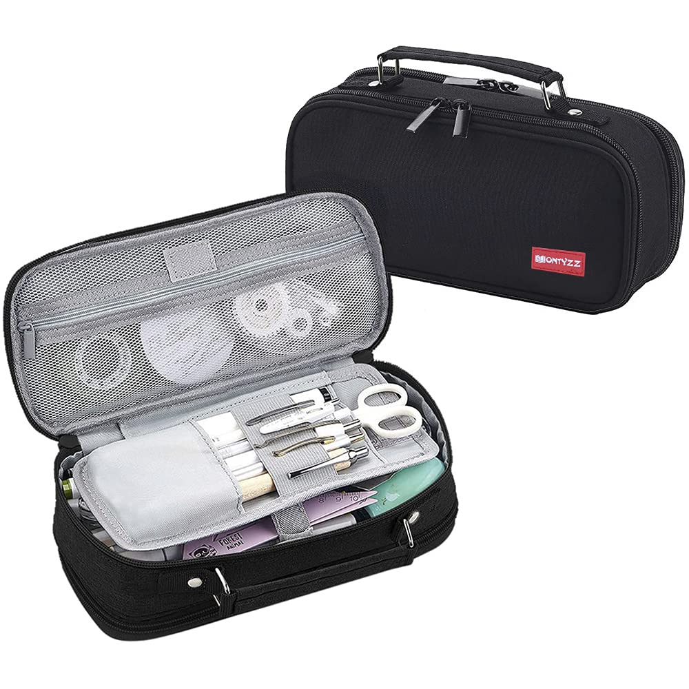 EULANT Federtasche Groß - 3 Fach Mäppchen Für Schule & Büro Blau