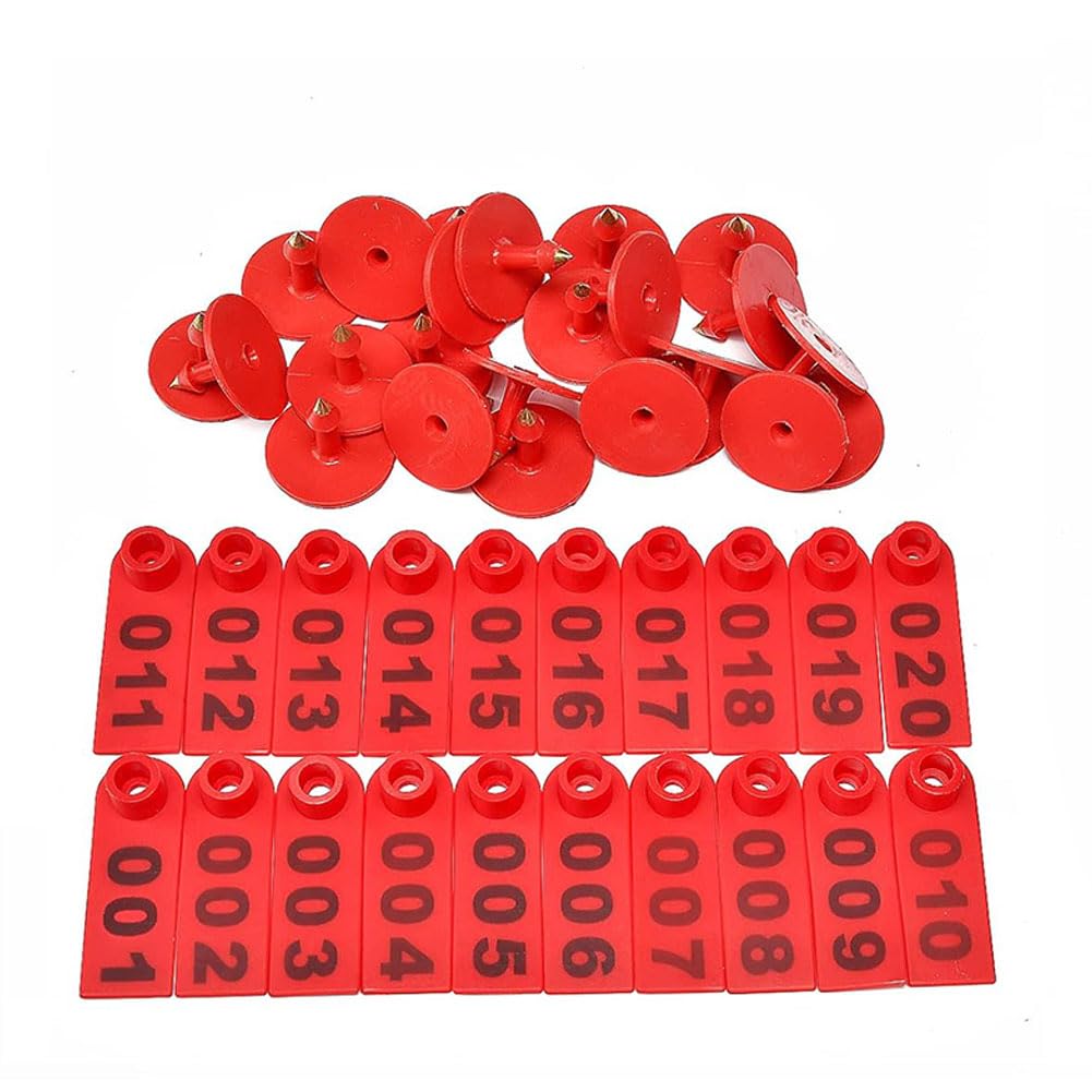 Marquage auriculaire du bétail, Étiquettes d'oreille numérotées for bovins 5,3x1,9 cm 001-1000 multicolore 1000 pièces(Red,301-400)