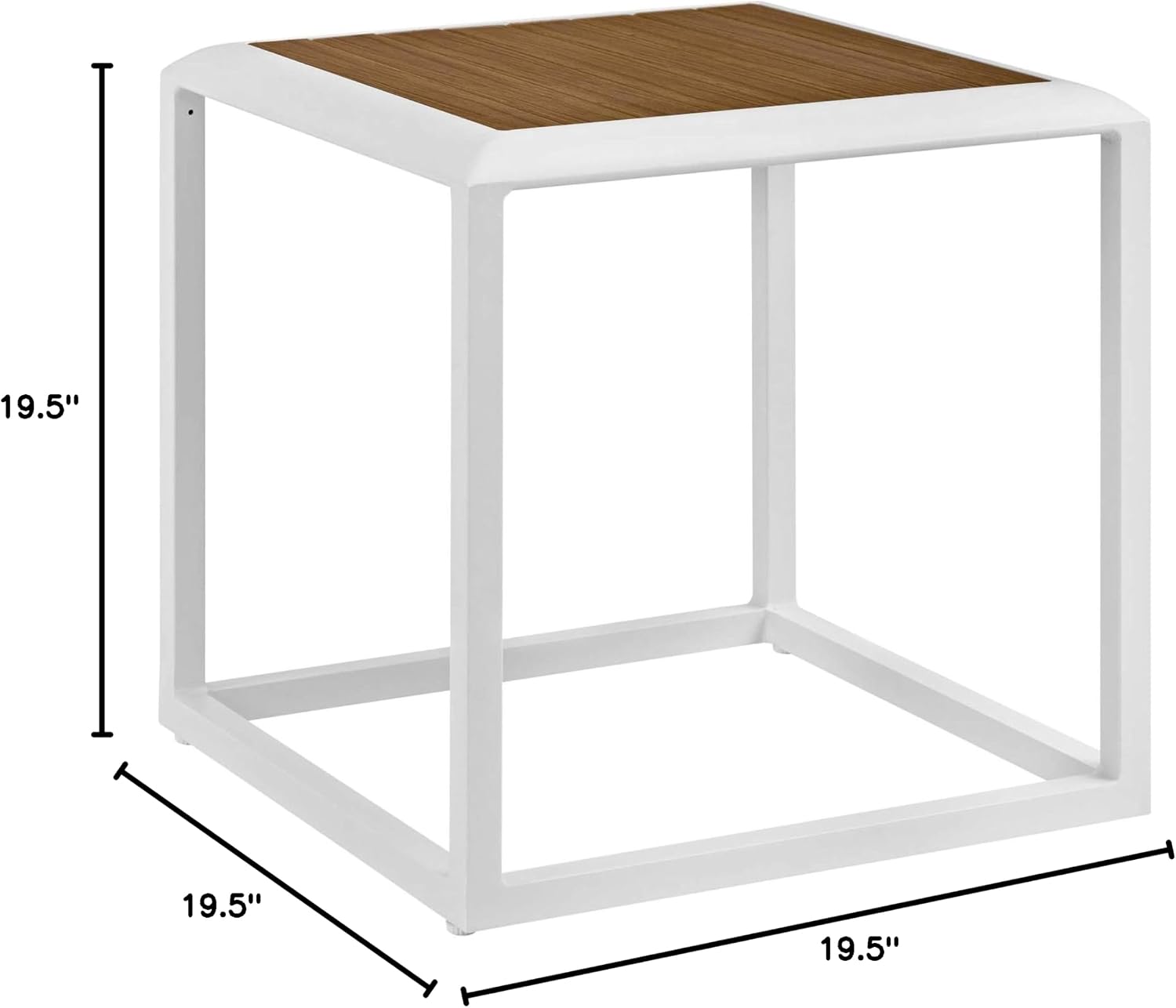 Ergode Stance Outdoor Collection | Stylish Aluminum Side Table for Patio | Contemporary Design | Polished Powder-Coated Frame | (EEI-3022-WHI-NAT-VV)