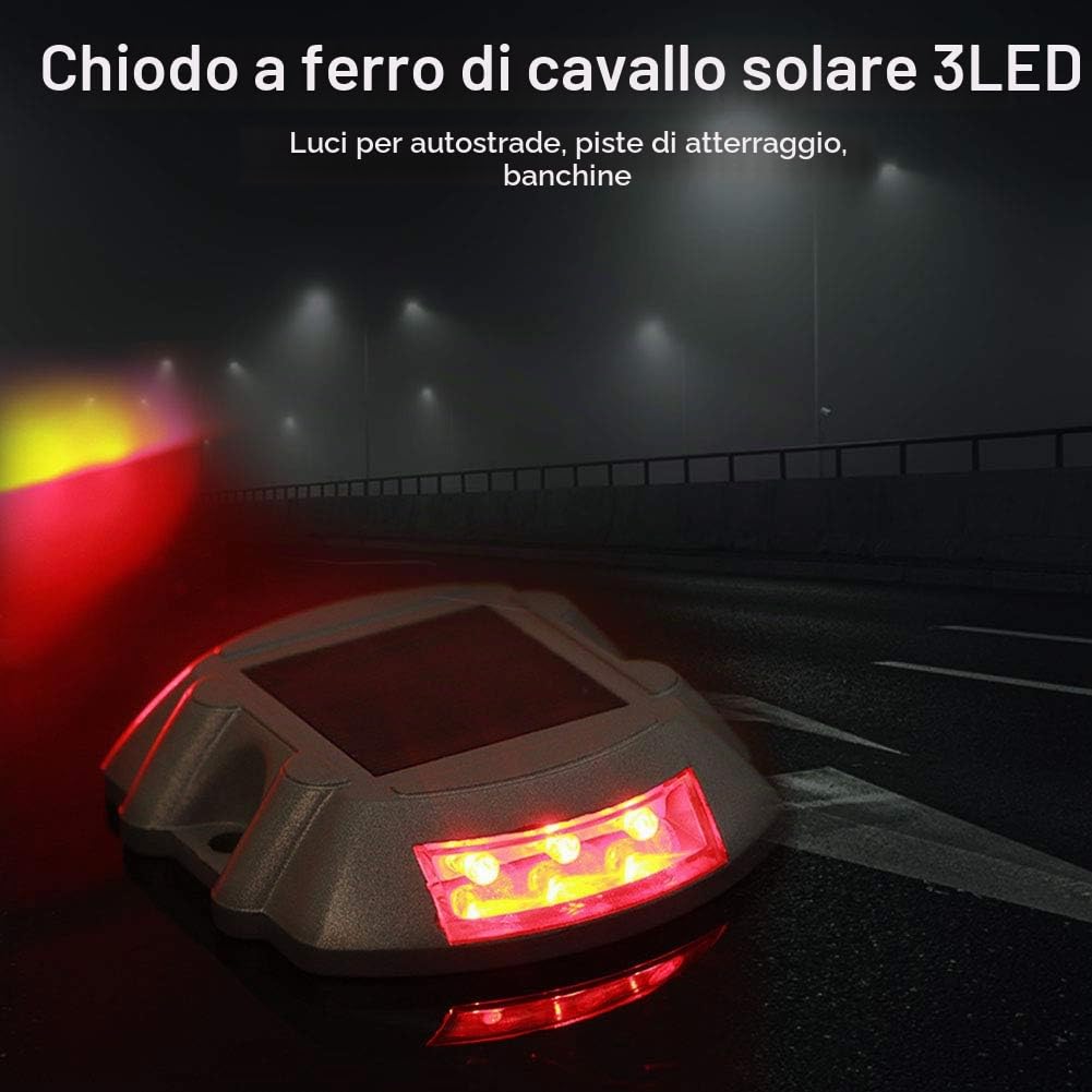 Luci Solari per Deck, Luci LED Road Studs, Lampada di Sicurezza Stradale Lampeggiante di Avvertimento, Marcatura Quadrata per Recinzione Esterna (Blu)