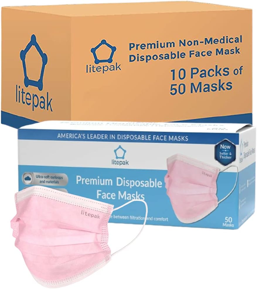 Litepak 500pcs Premium Disposable Face Mask SOFT 3ply Nose Wire