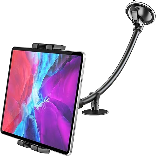woleyi Soporte para tablet para parabrisas de automóvil, ventana de cochecamión, con ventosa de brazo largo, compatible con iPad ProAirMini, Galaxy