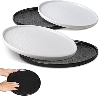 Yeacccng Ceramic Dinner Plates Set of 4, Reactive Glaze Porcelain Plate, 10 inch Porcelain Steak Plate, Modern Shape Dinnerware, Dishes Set for Kitchen, Fall-Resistant, Scratch-Resistant and Lead-Free