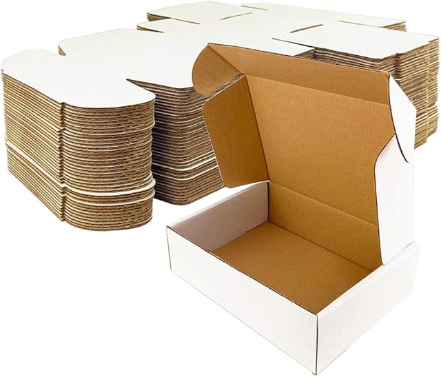 Giftgarden White Shipping Boxes 15x10x7.6cm(6"x4"x3"), 25 Pack Small Cardboard Corrugated Postal Mailing Boxes