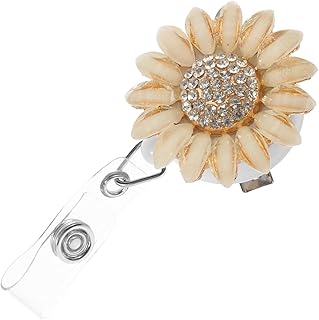 [CAXUSD] 漫画のバッジ Idバッジリール 花の 師バッジ 格納式バッジキーホルダー 装飾バッジリール バッジベルトクリップ クリスタルナースバッジ ラインストーンひまわりクリップidカード